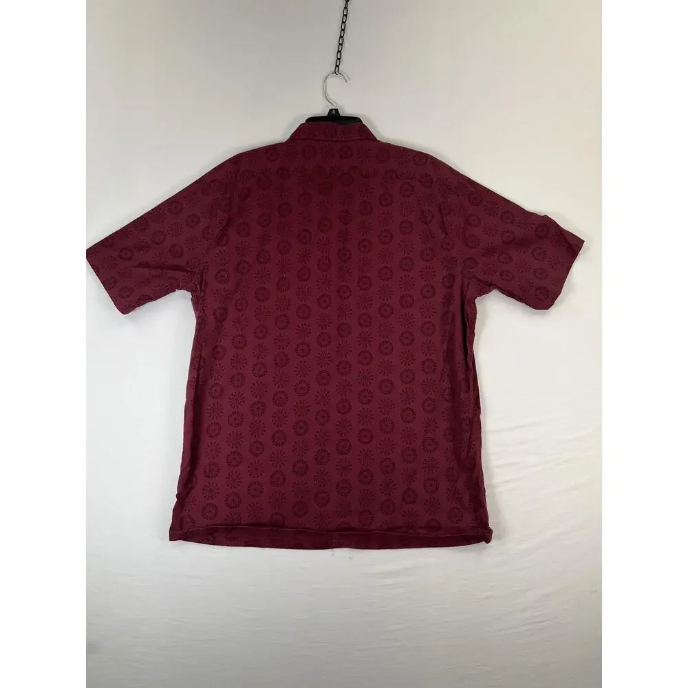 Structure Shirt Mens XL Red Geometric Short Sleeve Button Up Stretch Casual - Picture 2 of 6